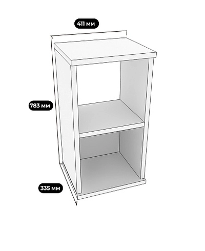 Cтеллаж сквозной книжный на 2 ниши E802