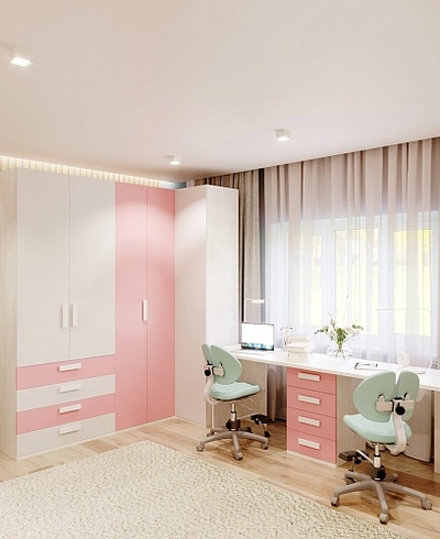 Рабочая зона у окна для девочки Левел