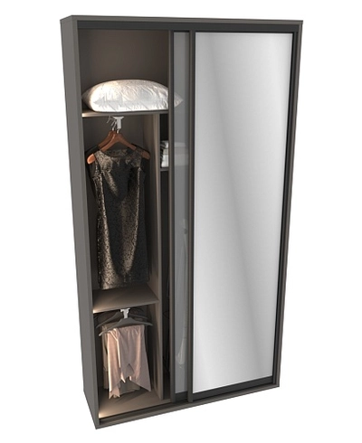 Шкаф-купе ХG140.45-3, профиль INTEGRO, фасад зеркало серебро/стекло Сатинато белое