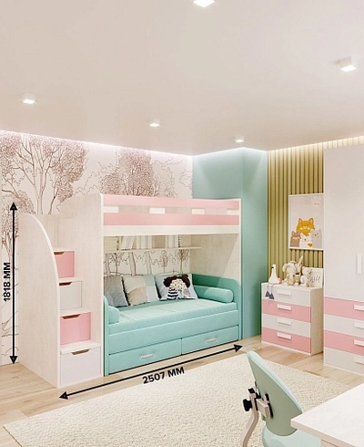 Кровать чердак с диваном Левел