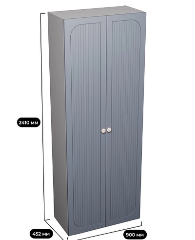 Шкаф двухдверный узкий, фрезерованные фасады в эмали LE210.44-1