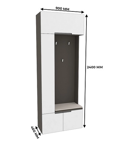 Секция с вешалкой и полками, фасады в эмали LE409 L/R