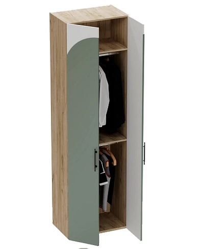 Шкаф двухдверный со штангой, фрезерованные фасады в эмали LE243.44