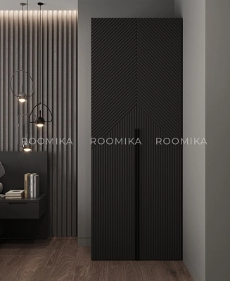 Шкаф двухдверный узкий, фрезерованные фасады в эмали LE210.44-1