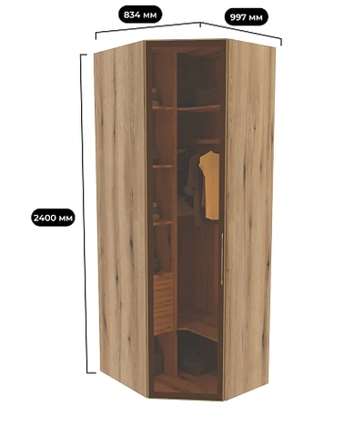 Шкаф угловой со стеклянным фасадом с подсветкой R218