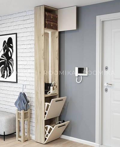 Шкаф завершающий с обувницей и зеркалом L250