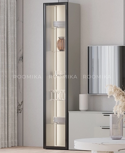 Шкаф со стеклянными фасадом полки стекло с подсветкой R220.1