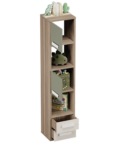 Cтеллаж сквозной книжный на 5 ниш с фасадами и ящиками E805