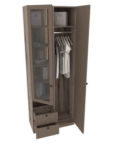 Шкаф для одежды и книг со стеклом А215S с подсветкой