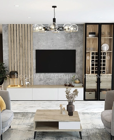 Шкаф-бар со встроенными ящиками с подсветкой R217