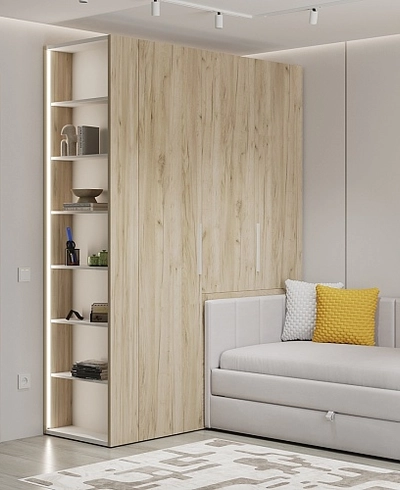 Шкаф двухдверный с фальш-стенкой и раздвижжными дверьми L205 L/R