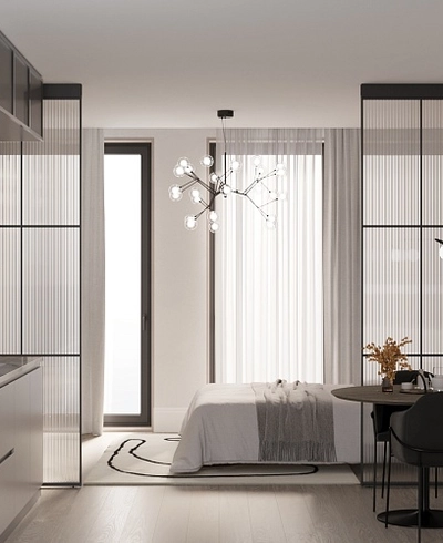 Составная перегородка для зонирования пространства, стекло Эстриадо GRACE 11