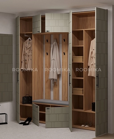 Шкафы для прихожей Лацио , фрезерованные фасады в эмали 32