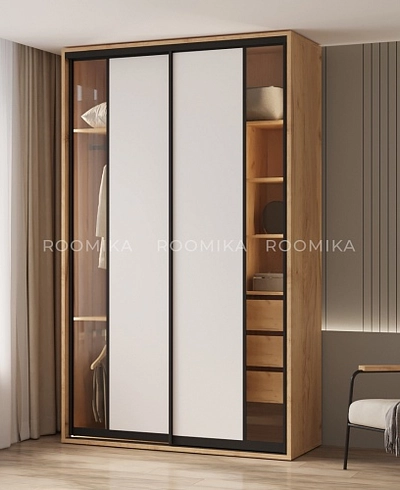 Шкаф-купе ХG160.60-1, профиль INTEGRO, фасад МДФ/стекло прозрачное