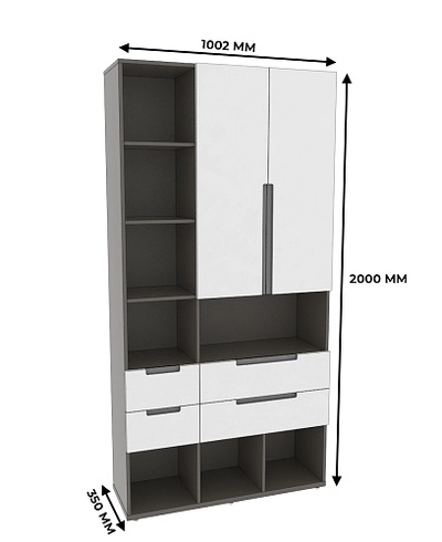 Шкаф напольный книжный, фасады в эмали LE-201 L/R