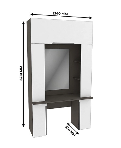 Стол туалетный с секцией и зеркалом, фасады в эмали LE404.44