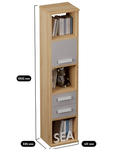 Cтеллаж сквозной книжный на 5 ниш E805