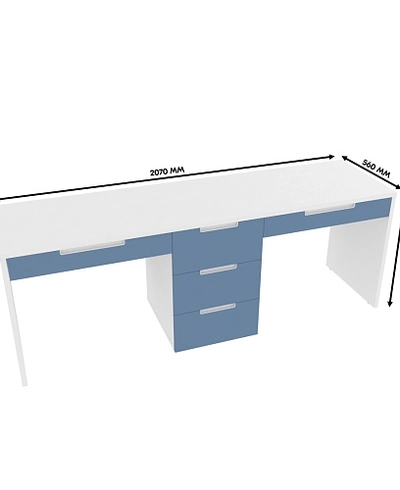 Cтол прямой на 2 рабочих места, фасады в эмали LE718.2