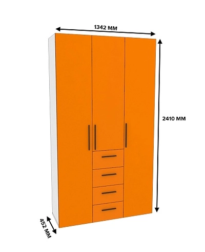 Шкаф трехдверный с ящиками узкий L203.44