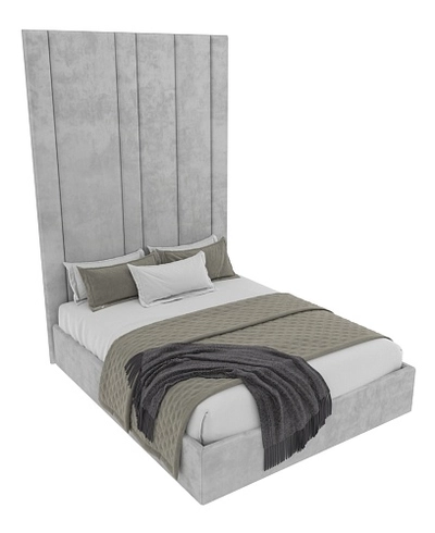 Cпальня с мягкой стеновой панелью и кроватью подиумом 1