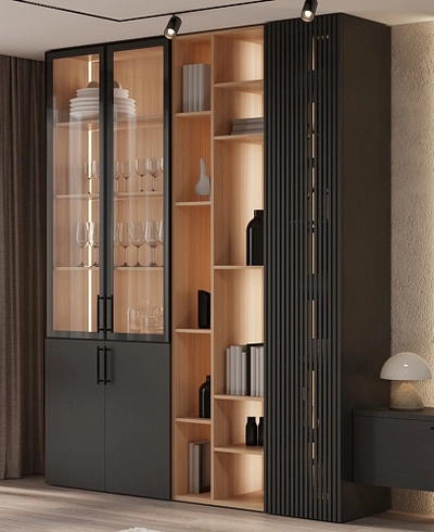 Шкаф навесной с подсветкой, фасады натуральный шпон LF275.350