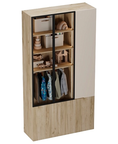 Шкаф трехдверный со стеклом в профиле с подсветкой, фасады в эмали LEF212.4-120 L/R