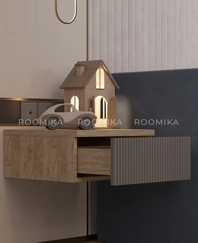 Тумба прикроватная подвесная, фрезерованные фасады в эмали LE709