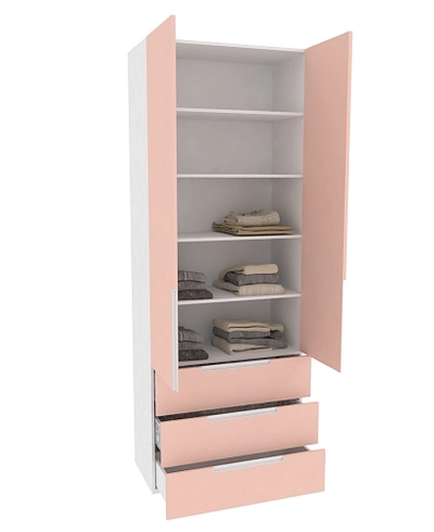 Шкаф книжный/для одежды с тремя ящиками, фасады в эмали LE213