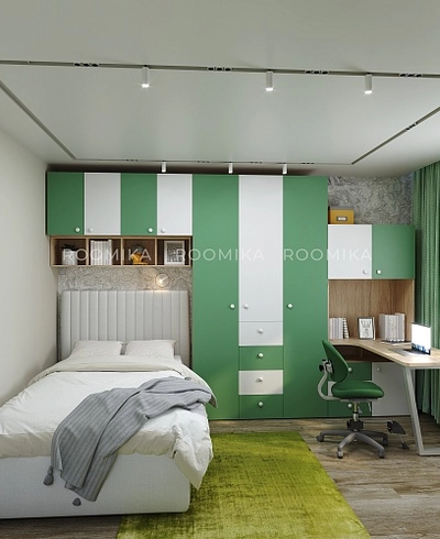 Шкаф трехдверный с ящиками узкий L203.44