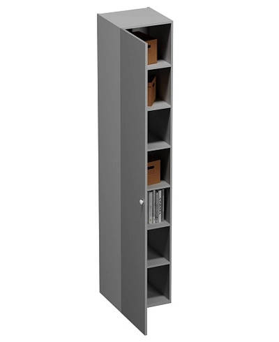 Шкаф однодверный со полками узкий, фасады в эмали LE220.44-4