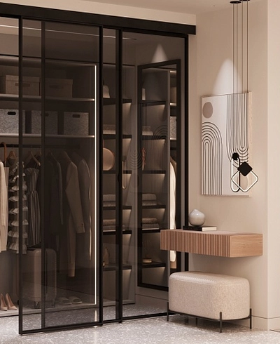 Перегородка для зонирования, стекло Титан GRACE 2