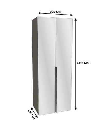 Шкаф 2 дверный с зеркалом, фасады в эмали LE210.60-1Z