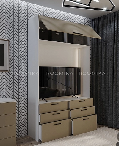 Секция с комодными ящиками и антресолью L411