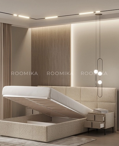 Cпальня с мягкой кроватью ВЕРСАЛ и мягкими тумбами 201