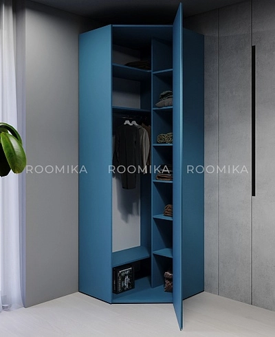 Шкаф угловой равносторонний, фрезерованные фасады в эмали LE218.1