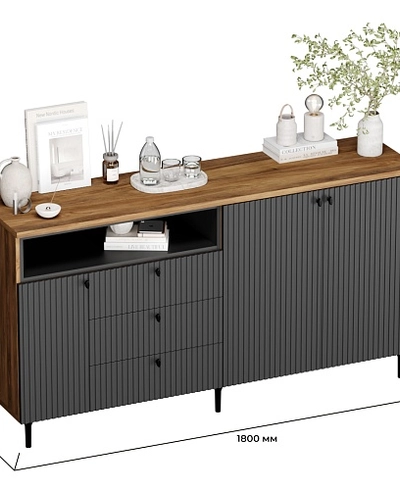 Комод, фрезерованные фасады в эмали LE729