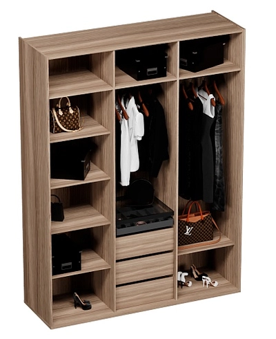 Шкаф со складными дверями, со стеклянной полкой в металлическом профиле с подсветкой L264