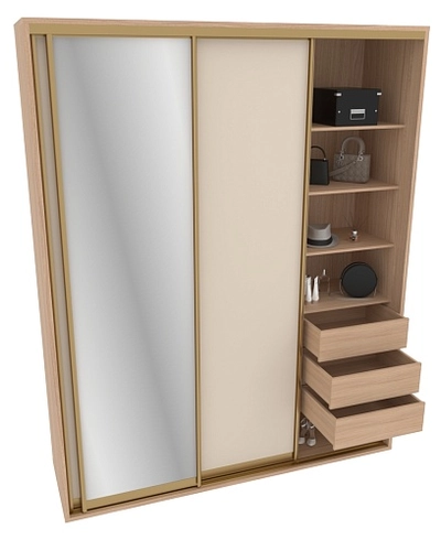 Шкаф-купе ХG216.60-3, профиль INTEGRO, фасад МДФ/зеркало серебро