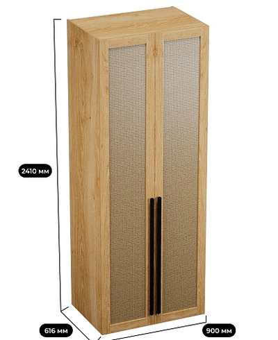 Шкаф двустворчатый, фасады натуральный ротанг L210.60-3