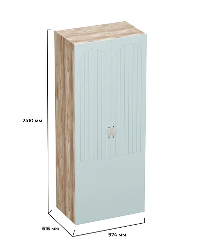 Шкаф двухдверный с фальш стенкой, фрезерованные фасады в эмали LE212