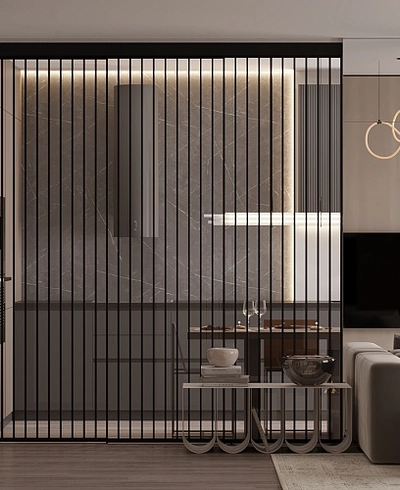 Раздвижная стеклянная перегородка для кухни GRACE 22