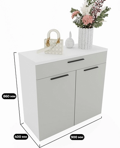 Тумба широкая 2 дверная с ящиком L876