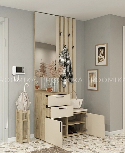 Тумба с зеркалом и крючками L423