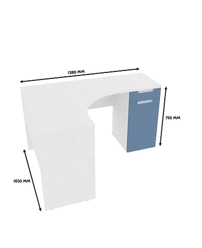 Стол угловой разносторонний, фасады в эмали LE714 L/R