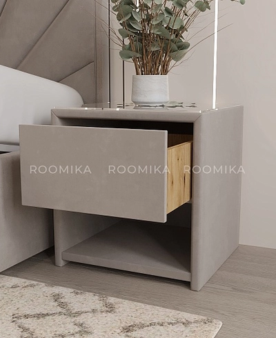 Тумба прикроватная мягкая, стекло прозрачное САНРАЙС 751