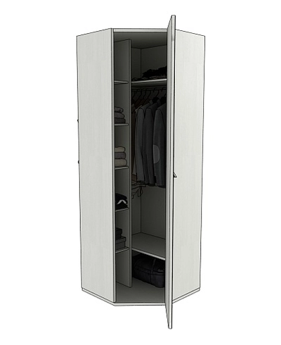 Шкаф угловой равносторонний с зеркалом, фасады МДФ CG-218Z L/R