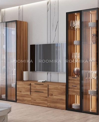 Шкаф со стеклянными фасадом полки стекло R220.1