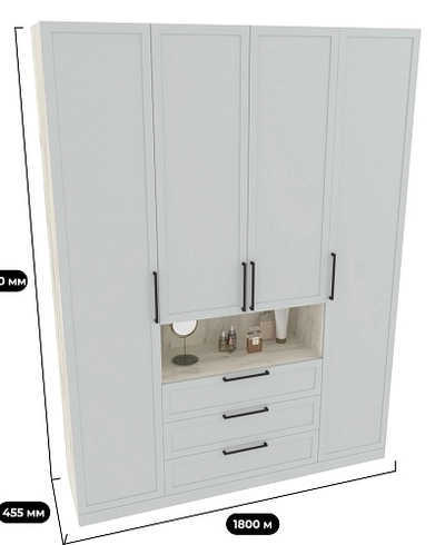 Шкаф четырехдверный для одежды с нишей A205