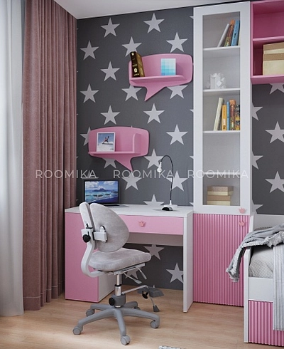 Cтол письменный с тумбой с фасадами в эмали LE717 L/R