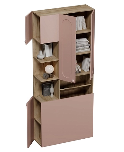 Шкаф двухдверный с фальш стенкой и нишей, фрезерованные фасады в эмали LE212.3